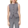Avec Les Filles Gingham Fringe Vest In Dark Navy White