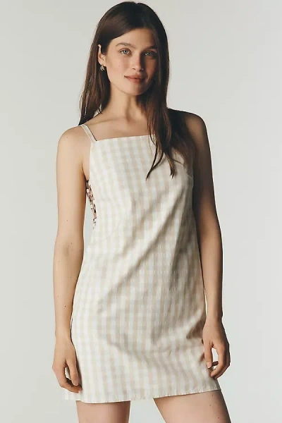 Avec Les Filles Gingham Mini Shift Dress In Neutral