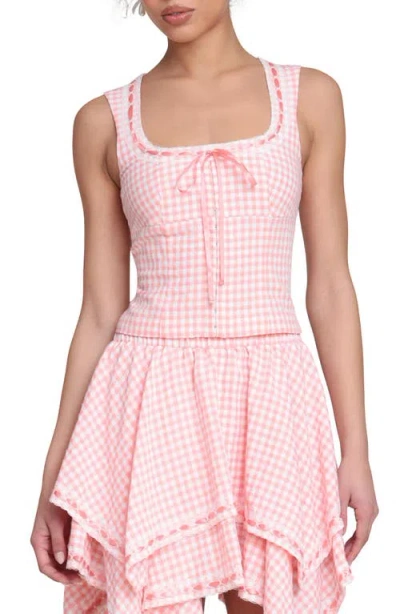 Avec Les Filles Gingham Top In Pink