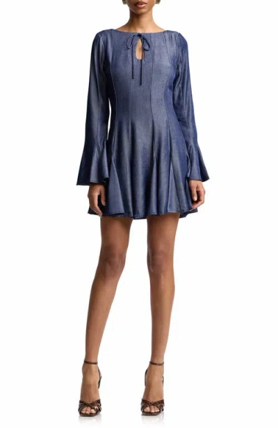 Avec Les Filles Godet Bell Sleeve Minidress In Blue