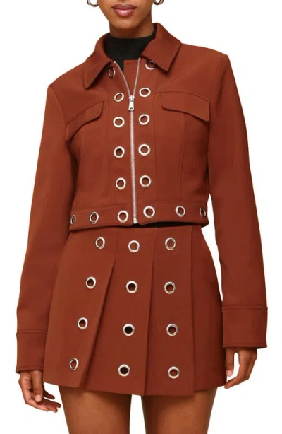 Avec Les Filles Grommet Crop Jacket In Rust