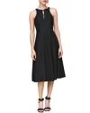 Avec Les Filles Halter Paneled Swing Dress In Black