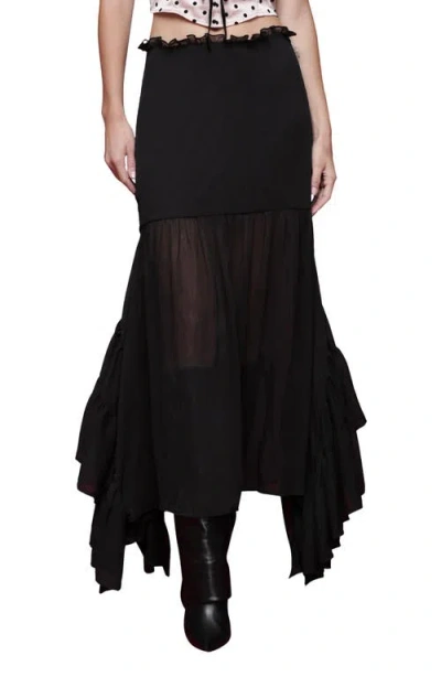 Avec Les Filles Handkerchief Hem Skirt In Black