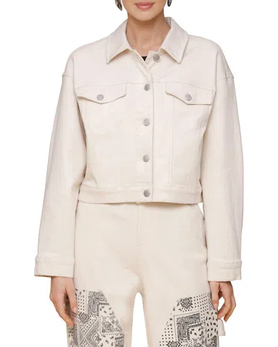 Avec Les Filles Heart Inset Trucker Jacket In Neutral
