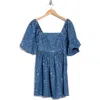 Avec Les Filles Heart Puff Sleeve Babydoll Minidress In Swirling Hearts