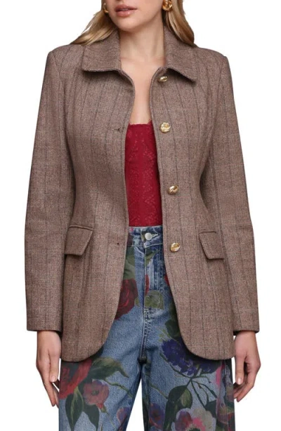 Avec Les Filles Herringbone Hourglass Blazer In Brown