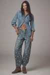 Avec Les Filles High-rise Barrel Jeans In Blue