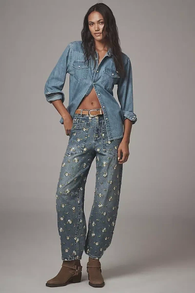 Avec Les Filles High-rise Barrel Jeans In Blue