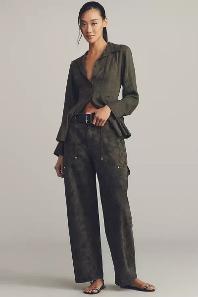 Avec Les Filles High-rise Barrel Jeans In Green