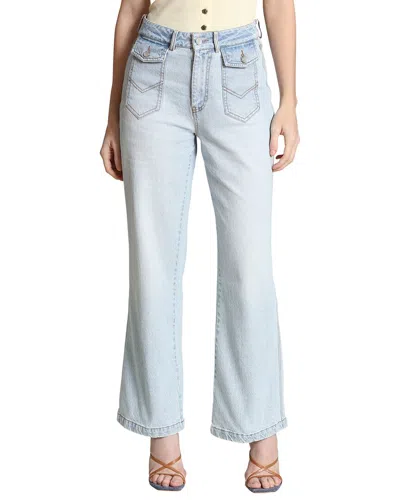 Avec Les Filles High Rise Patch Pkt Flare Jean In Blue