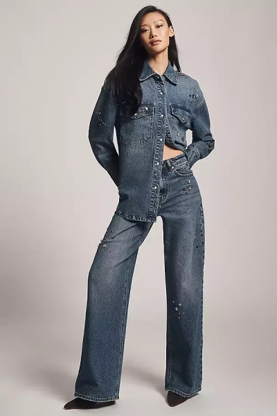 Avec Les Filles High-rise Tapered Jeans In Blue