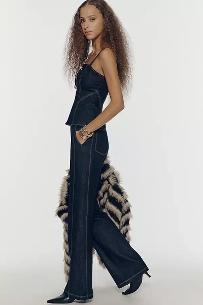 Avec Les Filles High-rise Wide-leg Jeans In Blue