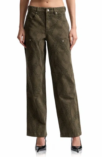 Avec Les Filles High Waist Tapered Leg Carpenter Jeans In Riverboat Garden Camo