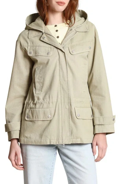Avec Les Filles Hooded Cotton Field Jacket In Neutral
