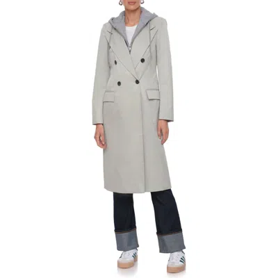 Avec Les Filles Hooded Double Breasted Trench Coat In Sage