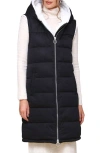 Shop Avec Les Filles Hooded Longline Puffer Vest In Black-cream