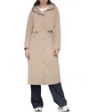 Avec Les Filles Hooded Maxi Rain Coat In Brown