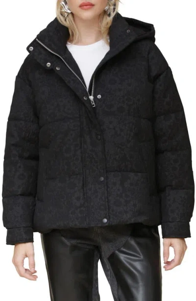 Avec Les Filles Hooded Puffer Jacket In Black