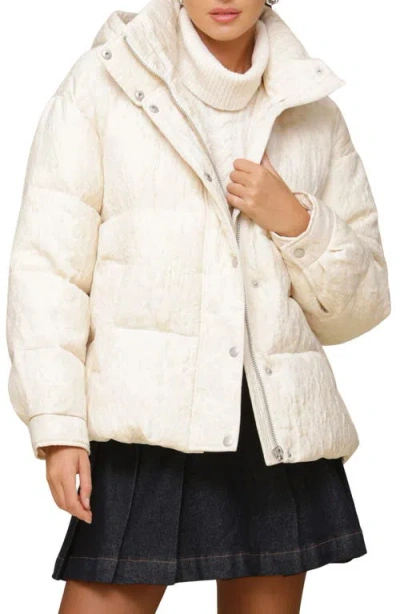 Avec Les Filles Hooded Puffer Jacket In Ivory