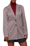 Avec Les Filles Houndstooth Knit Longline Blazer In Heritage Houndstooth