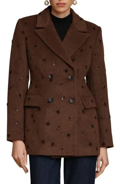 Avec Les Filles Hourglass Beaded Jacket In Brown