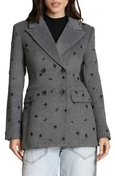 Avec Les Filles Hourglass Beaded Jacket In Gray