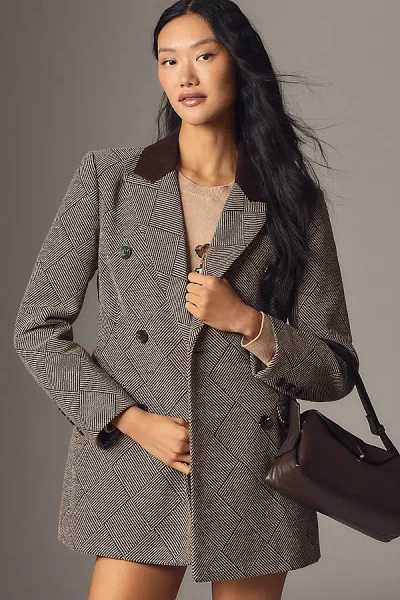 Avec Les Filles Hourglass Blazer Jacket In Gray
