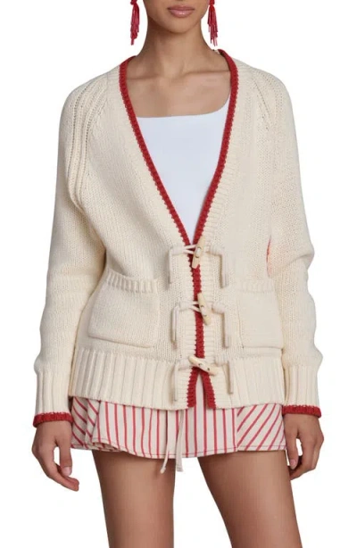 Avec Les Filles Intarsia Lobster Cardigan In Neutral