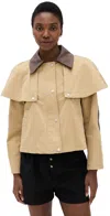 Avec Les Filles Cape Cropped Trench Jacket In Khaki