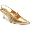 Avec Les Filles Kaia Metallic Double-strap Slingback Heels In Gold