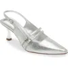 Avec Les Filles Kaia Double Strap Slingback Pump In Silver