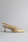 Avec Les Filles Kaia Metallic Double-strap Slingback Heels In Gold