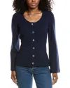 Avec Les Filles Knit Cardigan In Blue