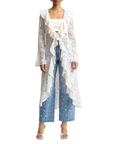 Avec Les Filles Lace Cascade Duster Jacket In White