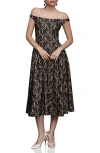 Avec Les Filles Lace Off The Shoulder Midi Dress In Black