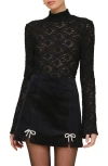 Avec Les Filles Lace Turtleneck Top In Black