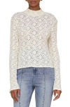 Avec Les Filles Lace Turtleneck Top In Cream