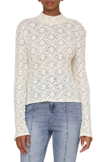 Avec Les Filles Lace Turtleneck Top In Cream