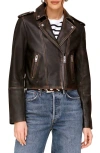 Avec Les Filles Women's Asymmetric Leather Moto Jacket In Vintage Black