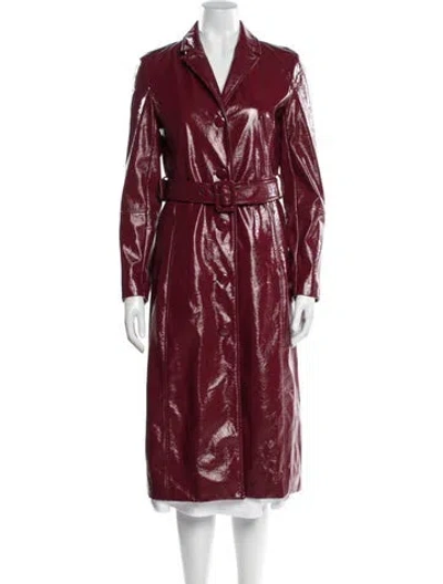 Pre-owned Avec Les Filles Leather Trench Coat In Red
