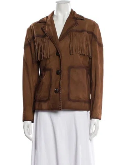 Pre-owned Avec Les Filles Leather Utility Jacket In Brown