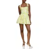 Avec Les Filles Lemon Print Stretch Cotton Minidress In Limoncello