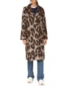 Avec Les Filles Leopard Print Relaxed Walker Coat In Brown