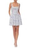 Avec Les Filles Linen Blend Fit & Flare Minidress In Starfish