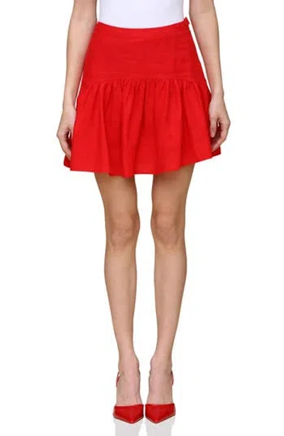 Avec Les Filles Linen Blend Skirt In Hot Red