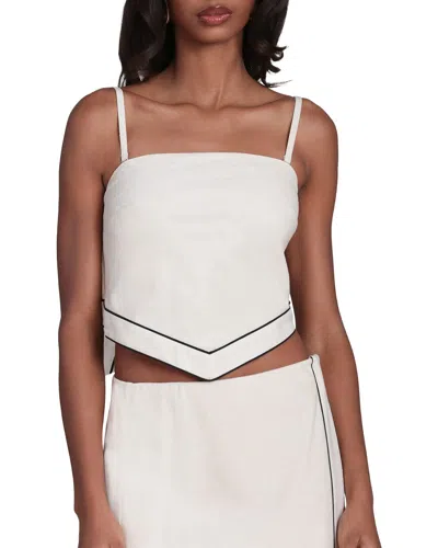 Avec Les Filles Linen-blend Scarf Top In Oatmeal-black