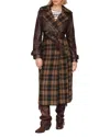 Avec Les Filles Oversized Maxi Combo Trench Coat Multi In Brown