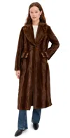 Avec Les Filles Long Faux Fur Coat Brown Mink In Brown