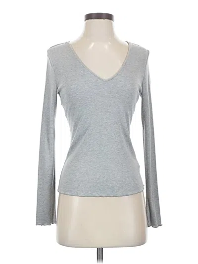 Pre-owned Avec Les Filles Long Sleeve Top Gray V Neck Tops