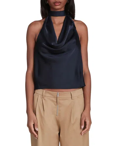 Avec Les Filles Long Tie Halter Top In Black